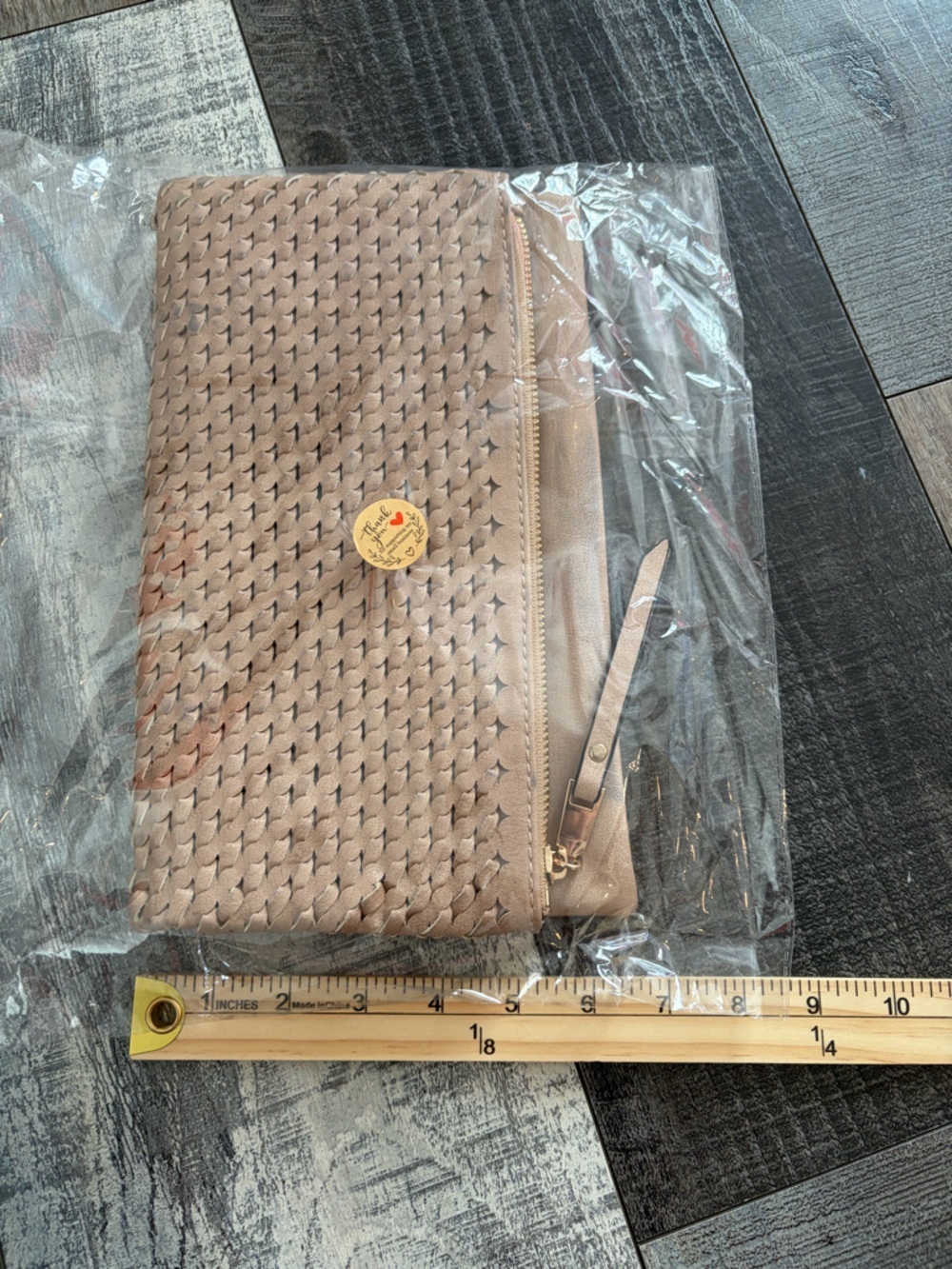 Urban Expressions Vegan Leather Woven Clutch Crossbody Taupe - Picture 13 of 13